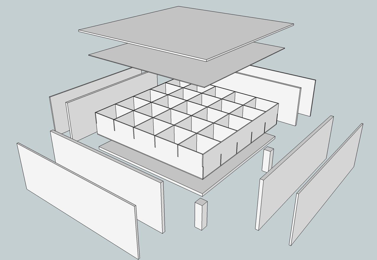 3D exploded view of the LED table design