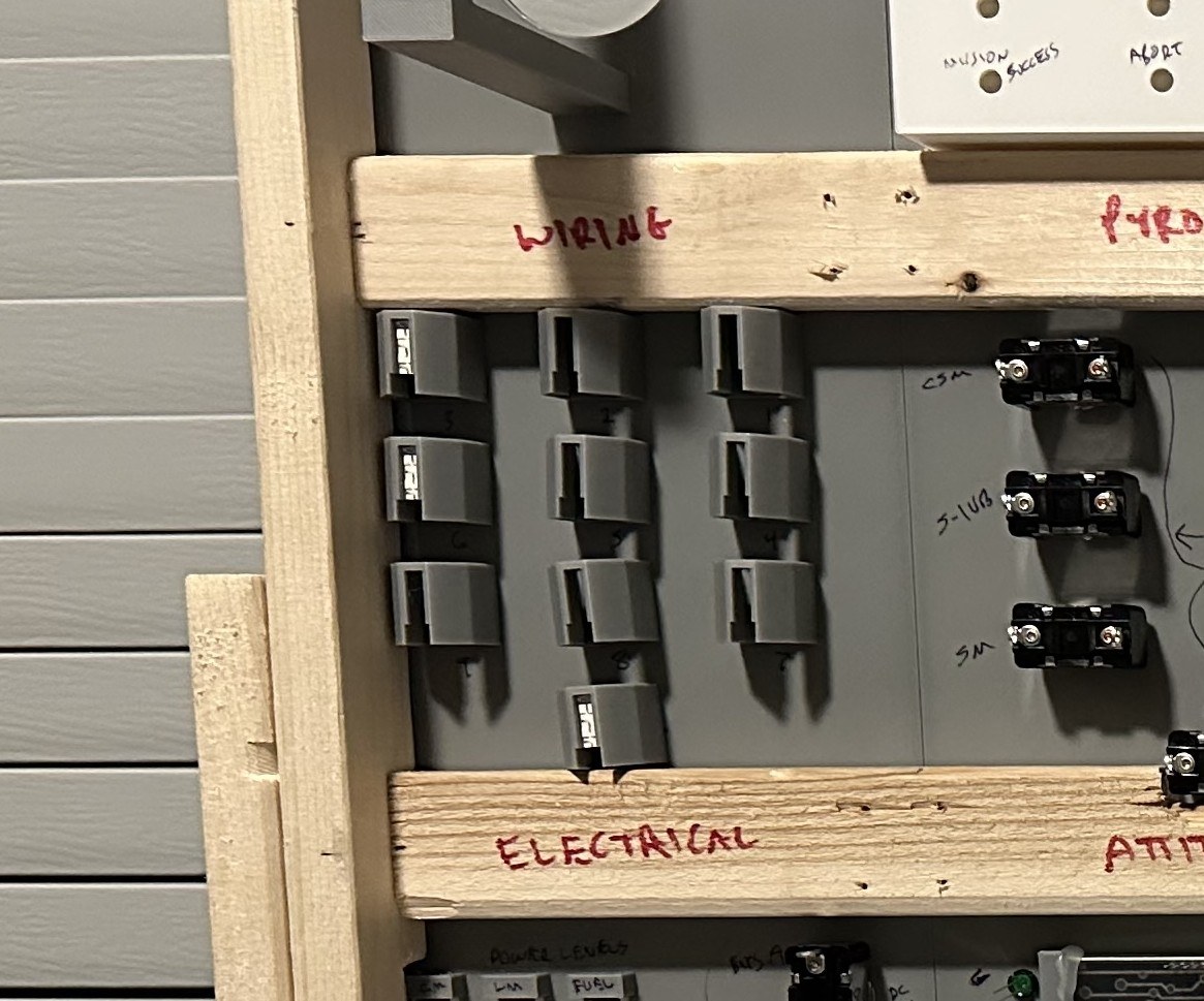 Back of the Wiring panel with ten microswitch holders installed